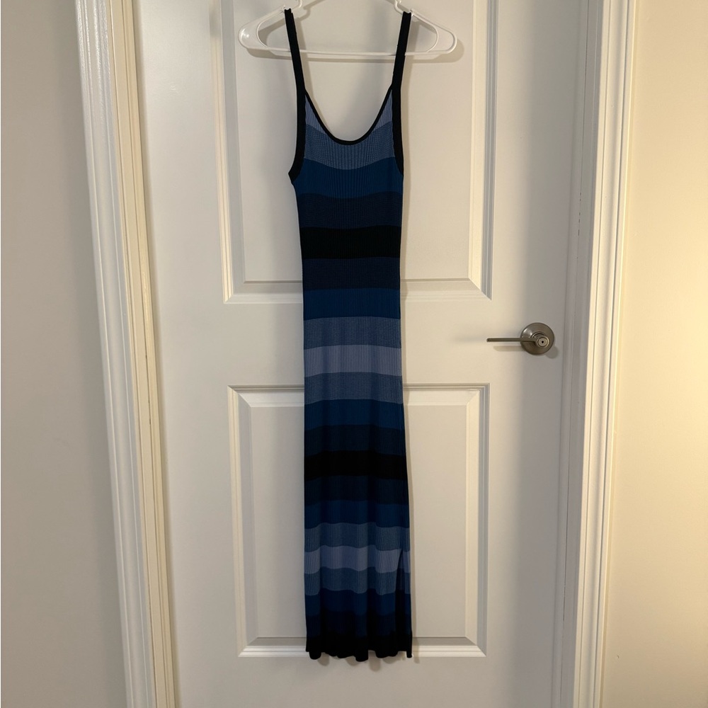 Striped Blue and Black Maxi Dress